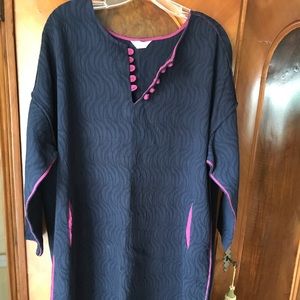Hehe Navy Jacquard tunic dress